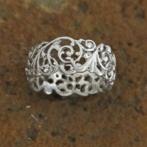 925 Sterling Silver Filigree Ring Size P, Exquisite handmade Filigree ring