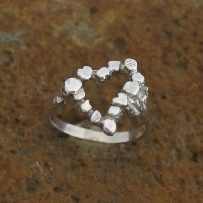 925 Sterling Silver Abstract Heart Ring, Size O 1/2 Stunning Handmade silver ring that looks like has been cut out a log. Would make a lovely "I love you" gift